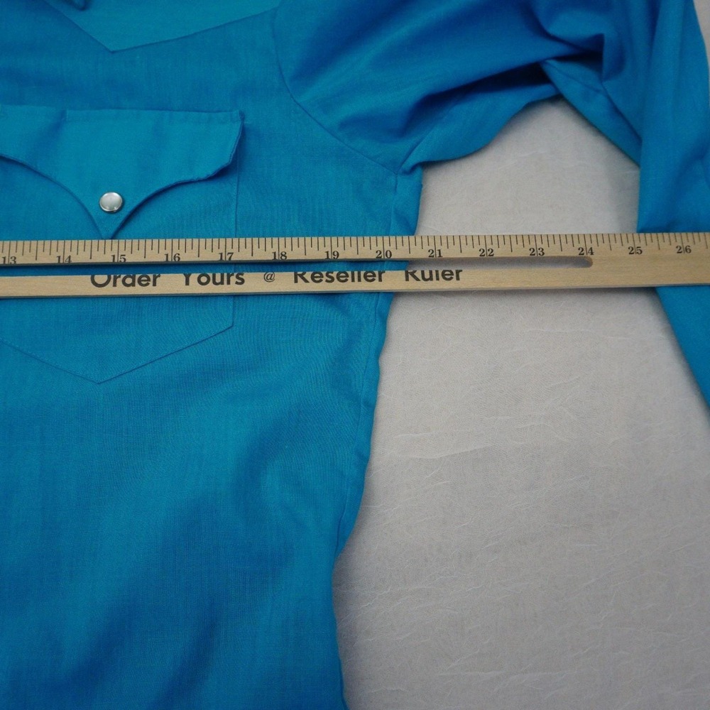 H Bar C Western Shirt Mens 15 1/2 Turquoise Pearl Snap Cowboy Rodeo - Picture 6 of 10